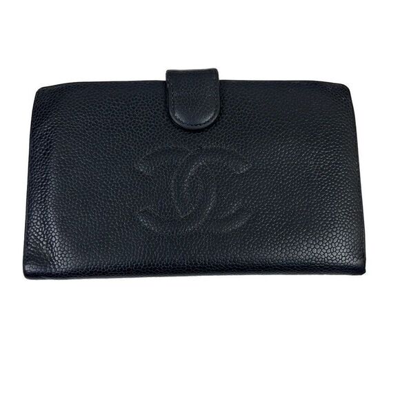 Chanel Black Caviar Leather CC Logo Long Wallet - Picture 1 of 13